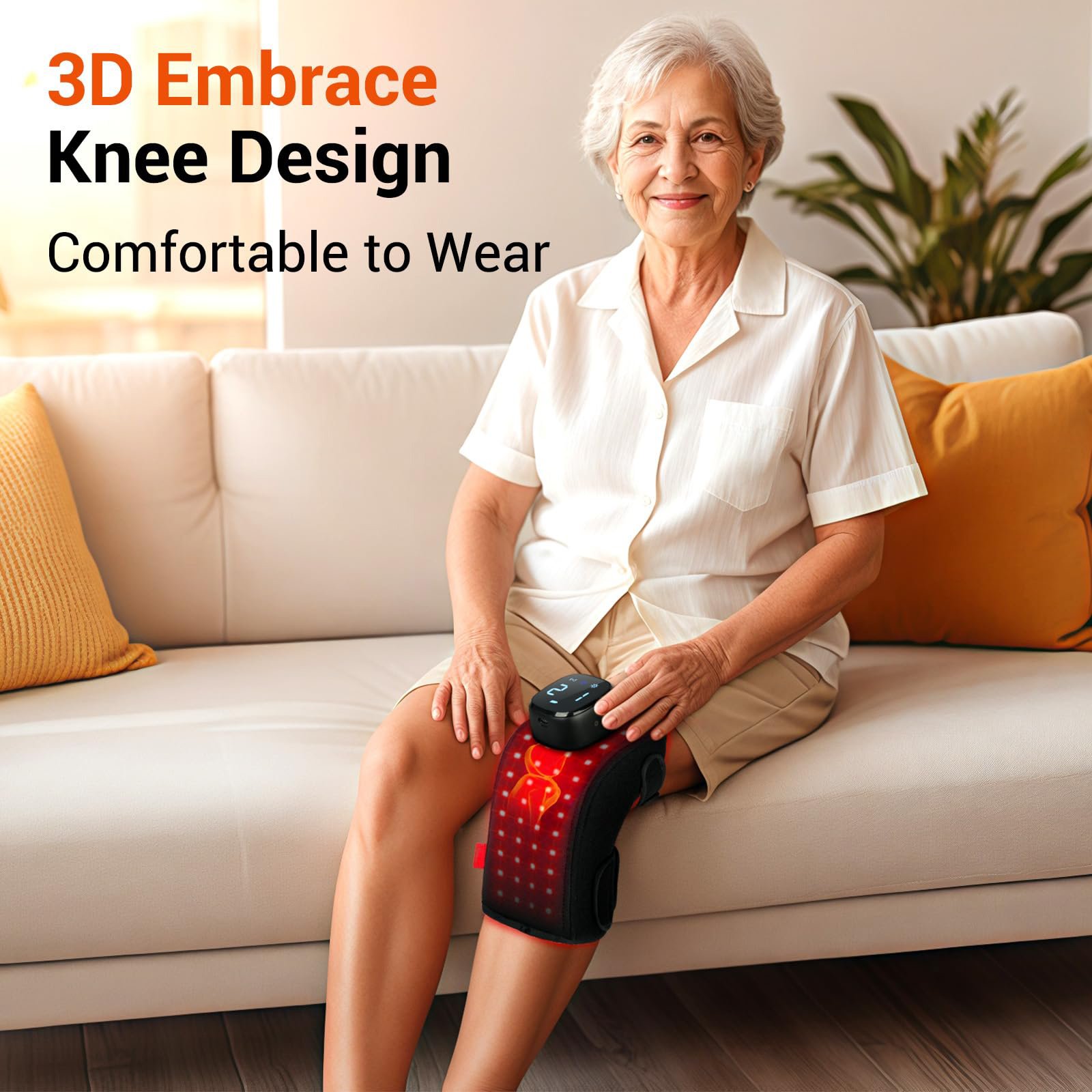 Portable red light therapy knee brace with removable battery design