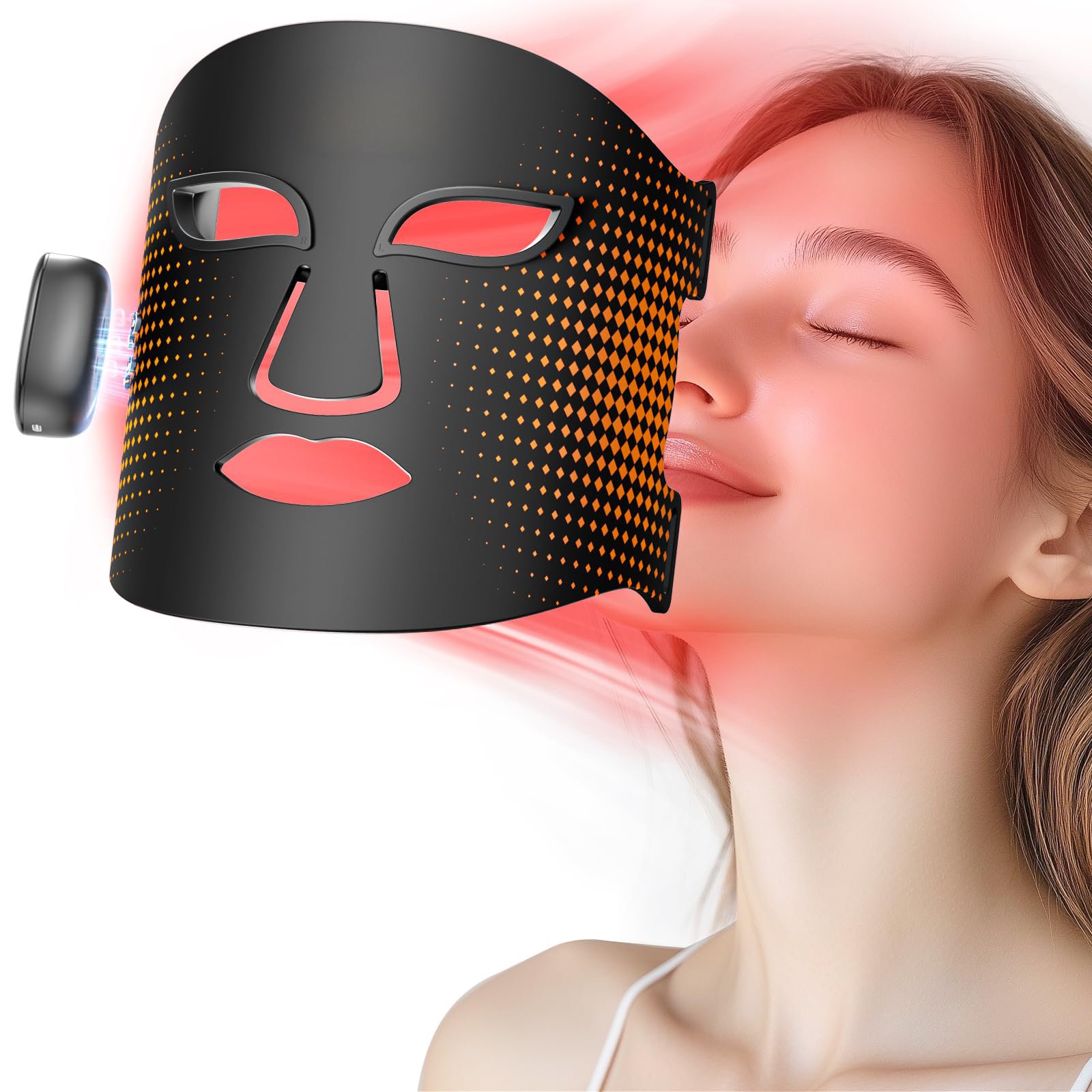 red light therapy mask for face and neck with near infrared light