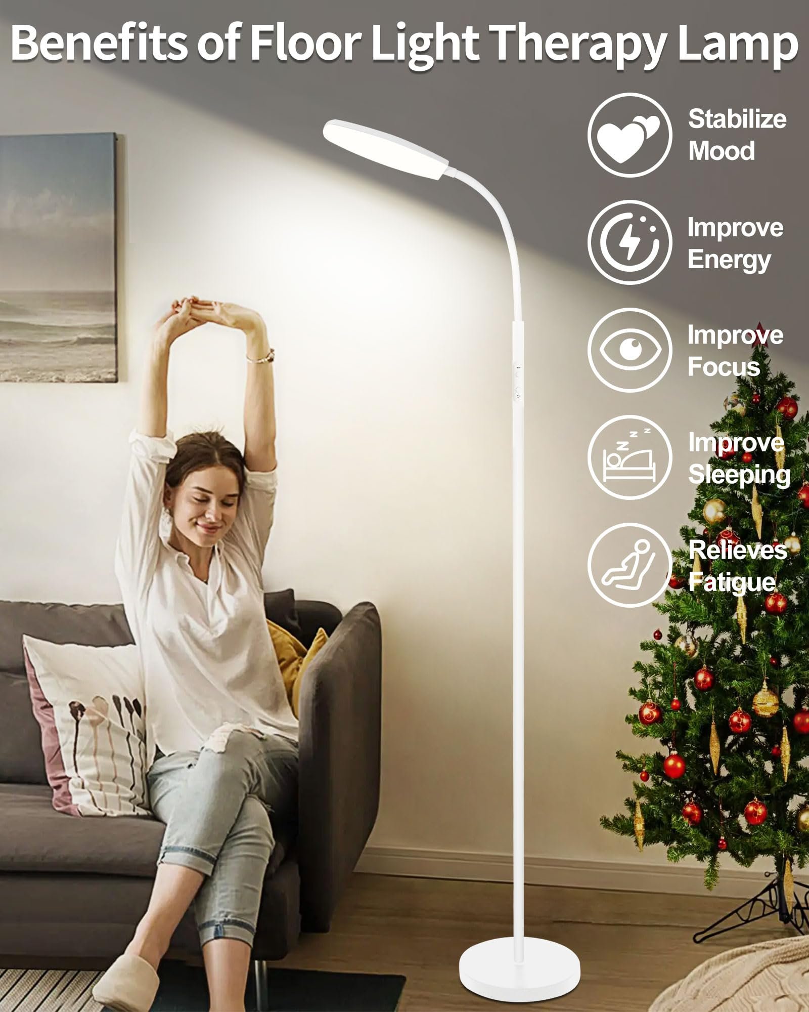 light therapy lamp with 10000 lux full spectrum LED for home use