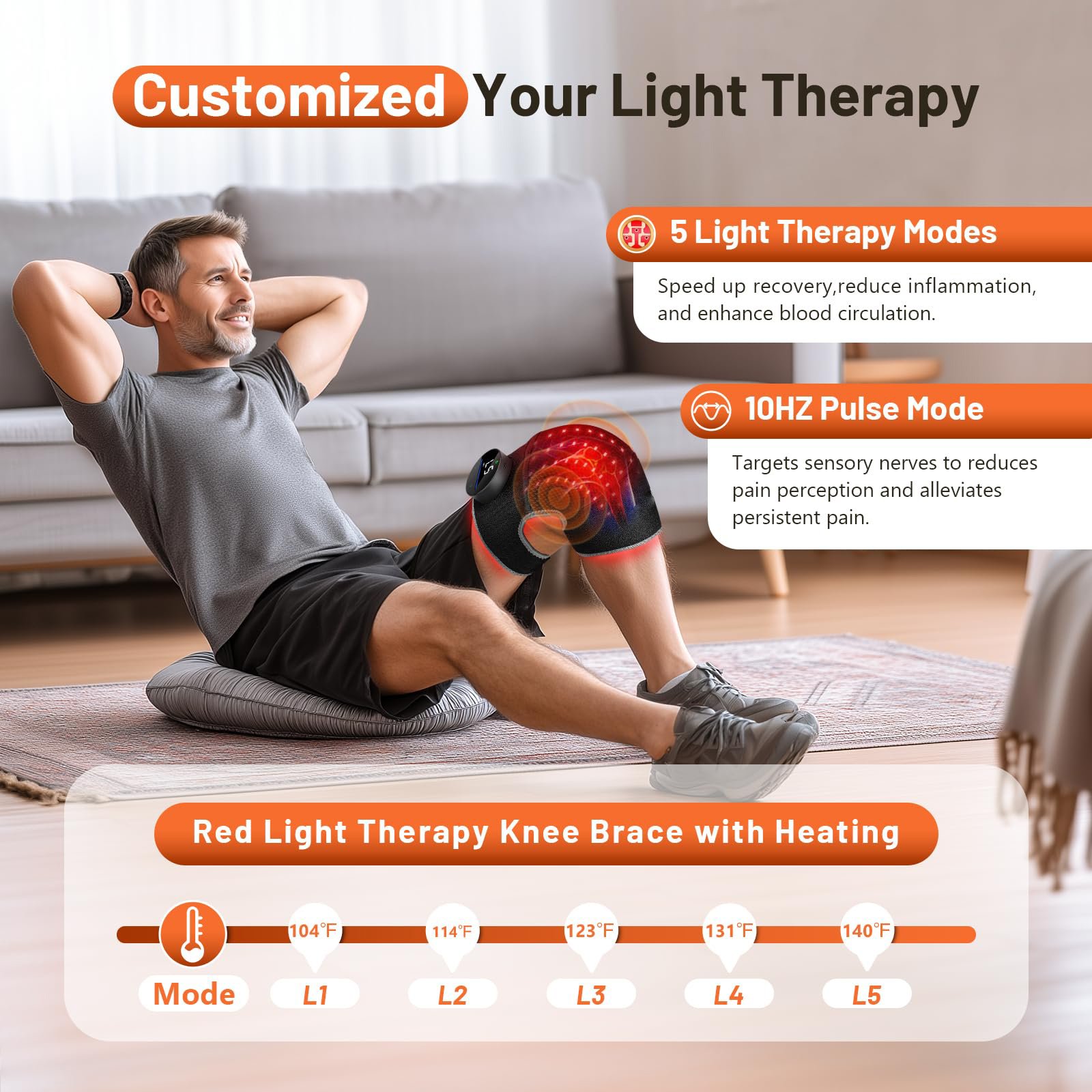 Red light therapy knee wrap with infrared light and vibration massage
