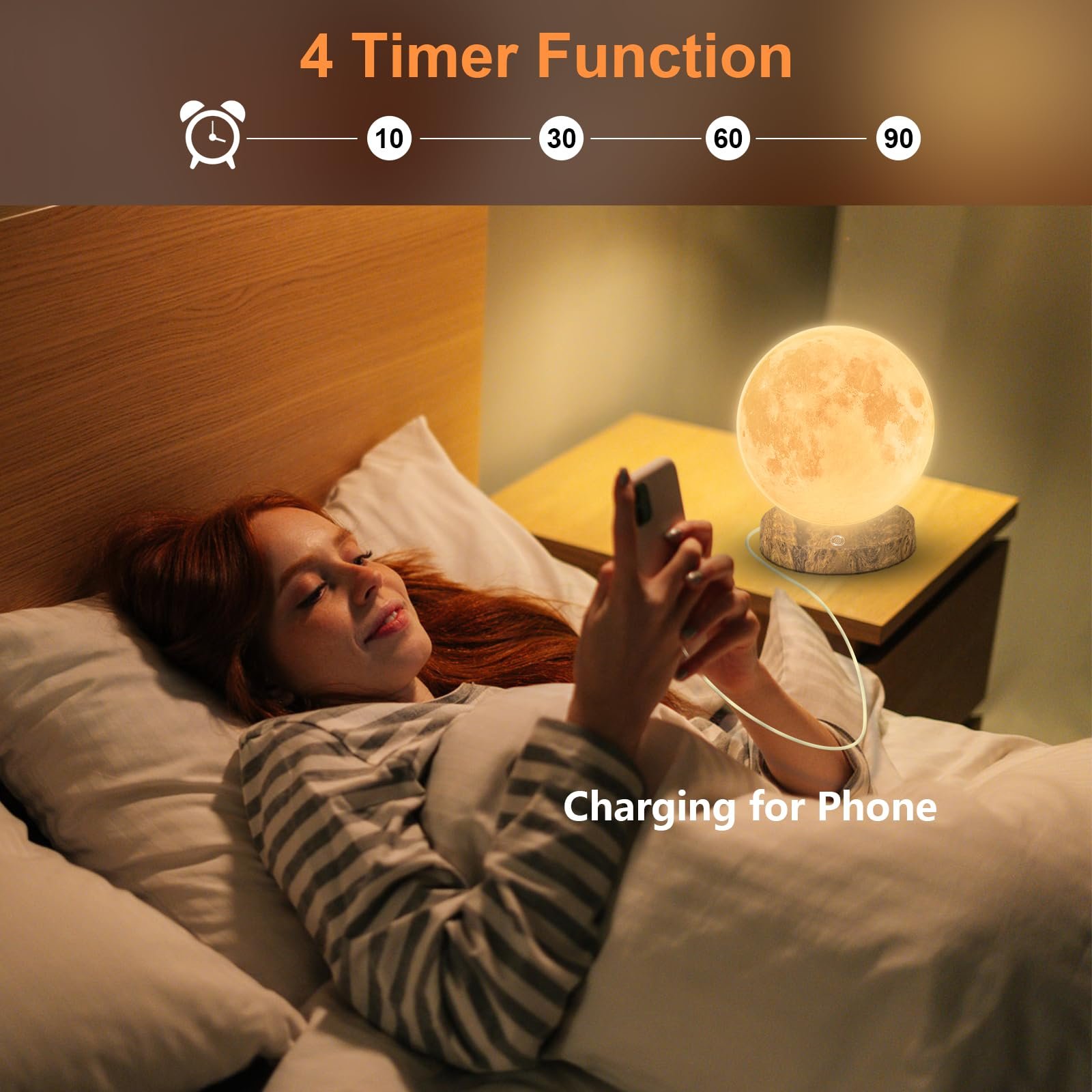 light therapy lamp with 10000 lux sunlight and moon design for desk use