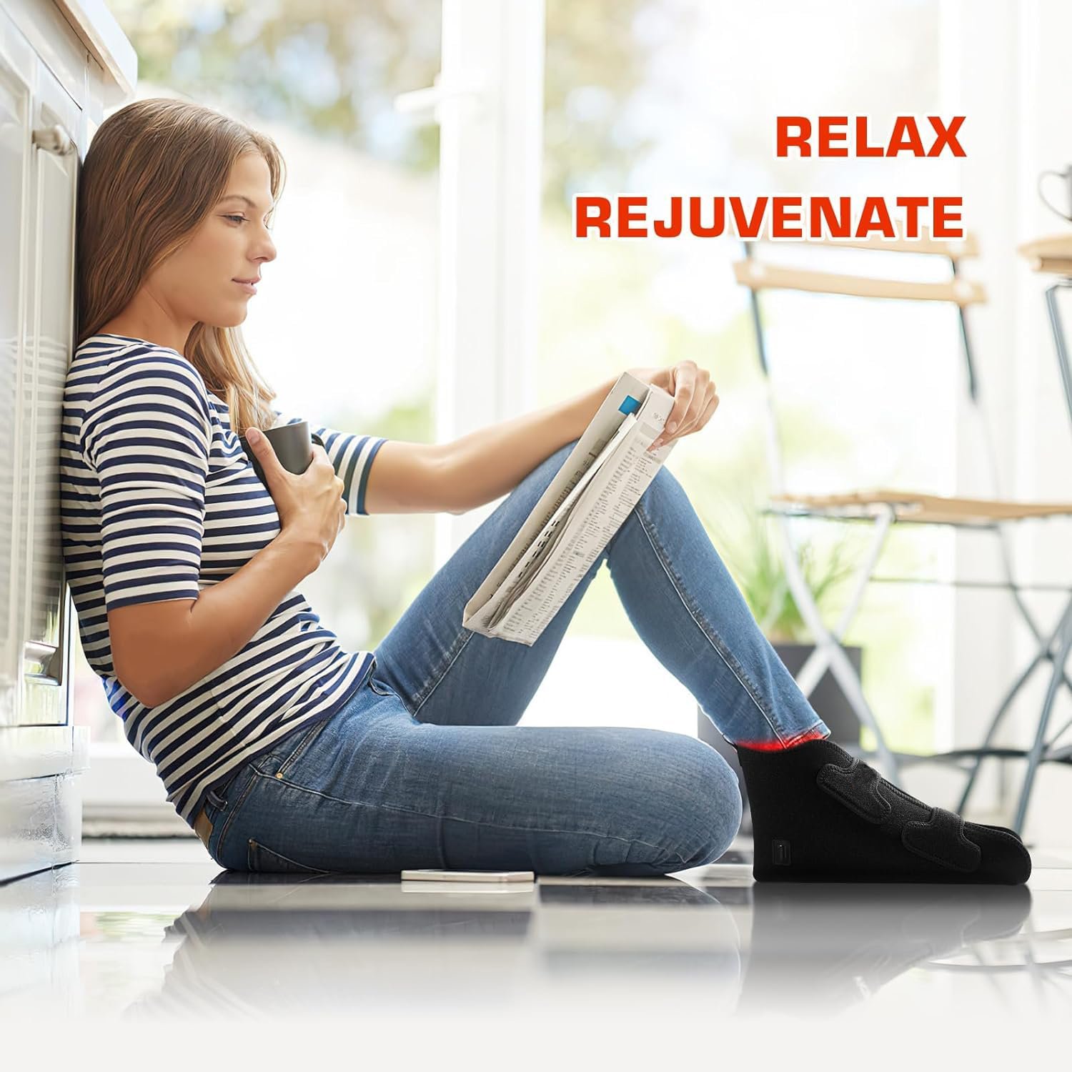 Red light therapy foot wrap for feet and ankles