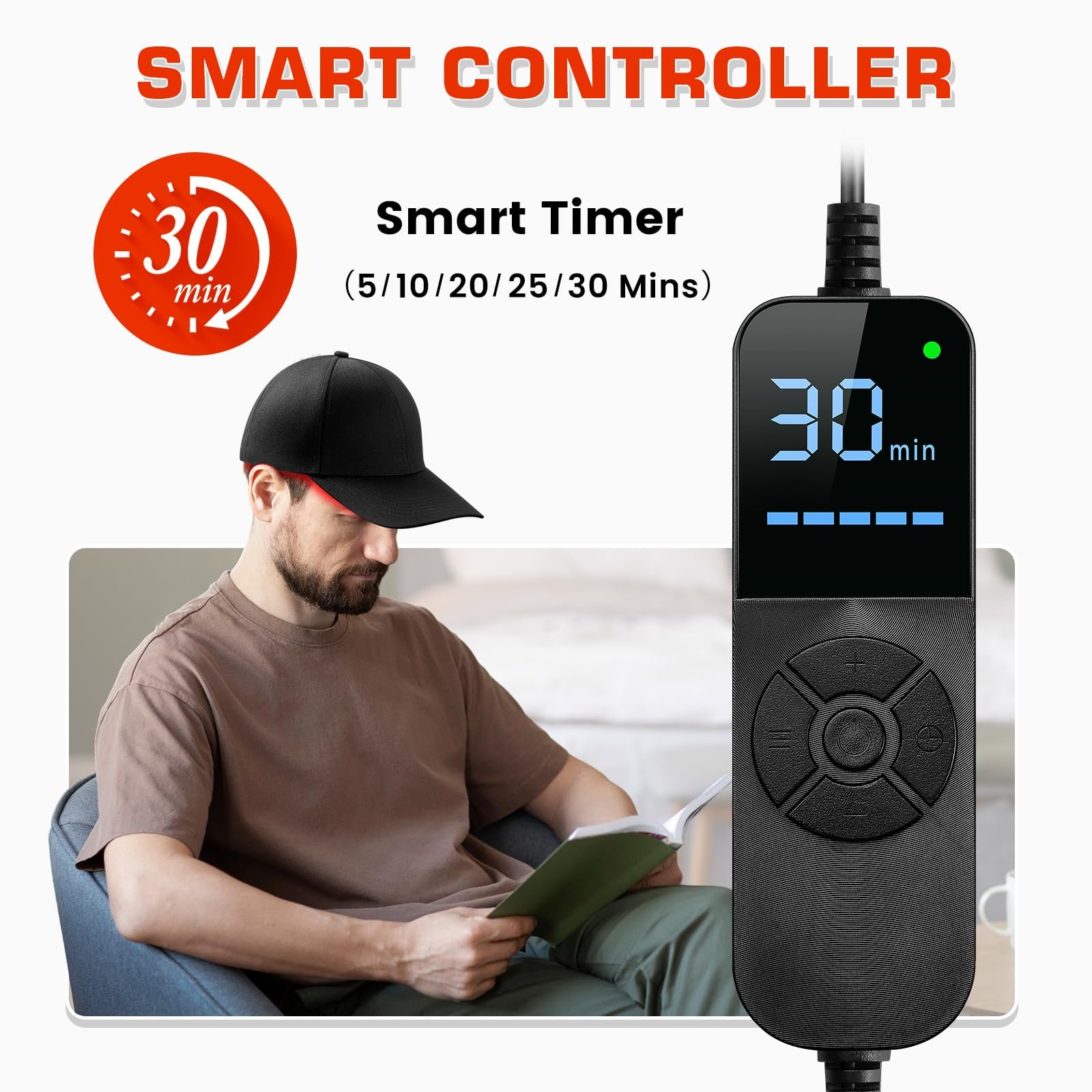 Laser hair growth cap with red light therapy for men and women