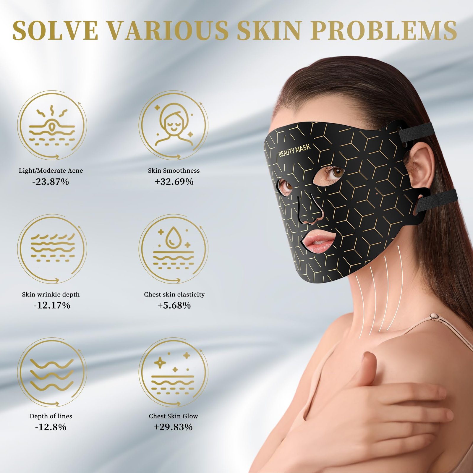 black red light facial mask with 7 color modes and remote control