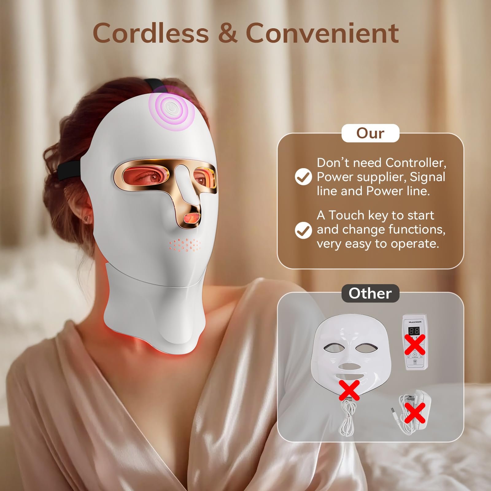 cordless red light therapy mask for face and neck