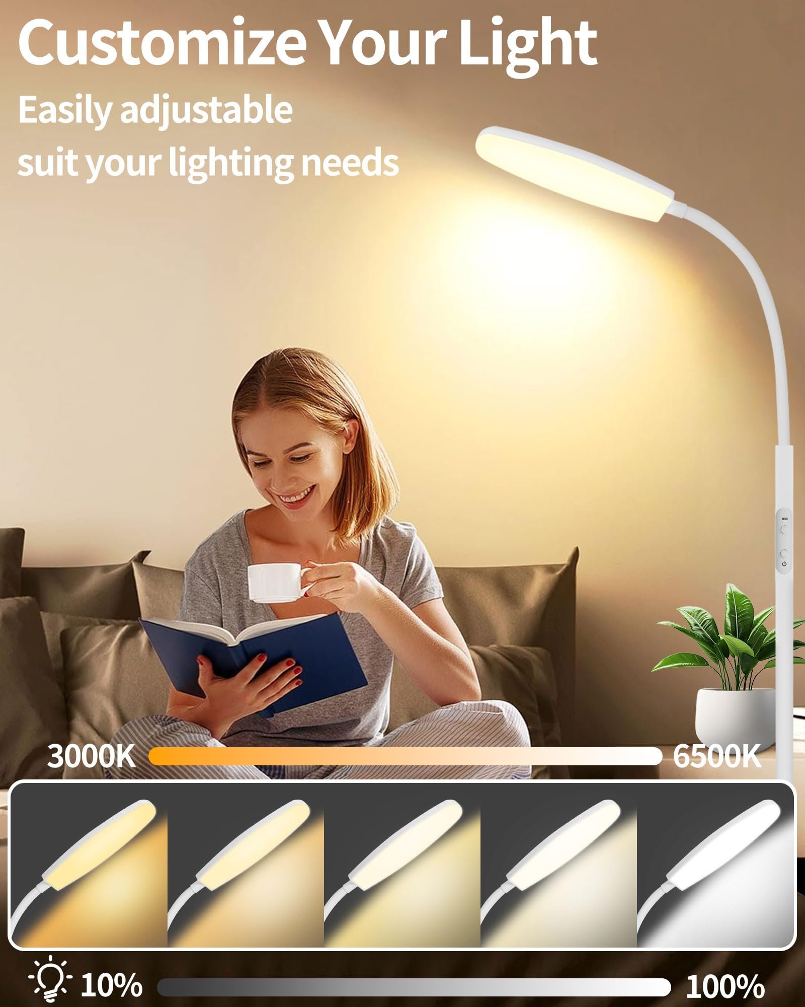 light therapy lamp with 10000 lux sunlight and 360 degree illumination