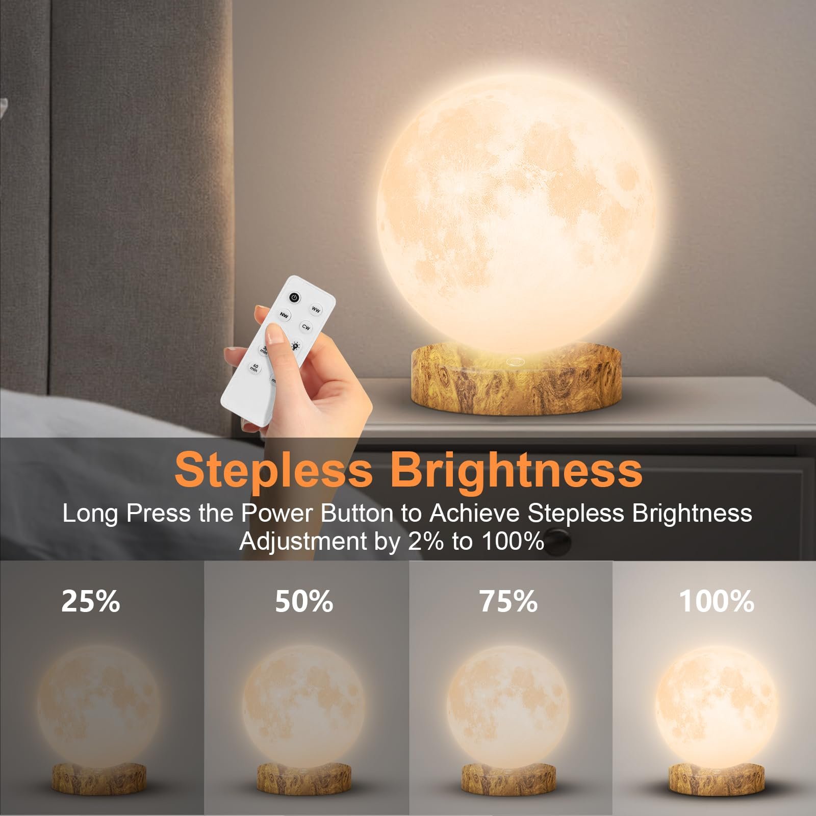 light therapy lamp with 10000 lux sunlight and moon design for desk use