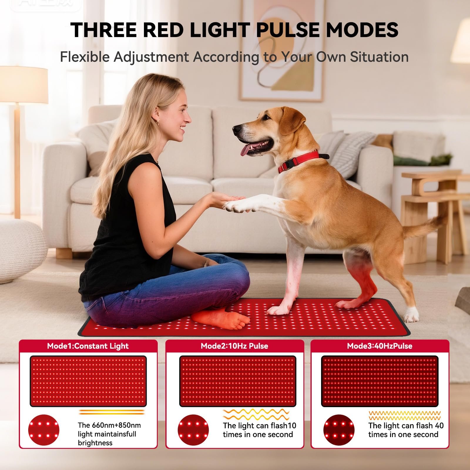 Large wearable red light therapy pad with adjustable belt