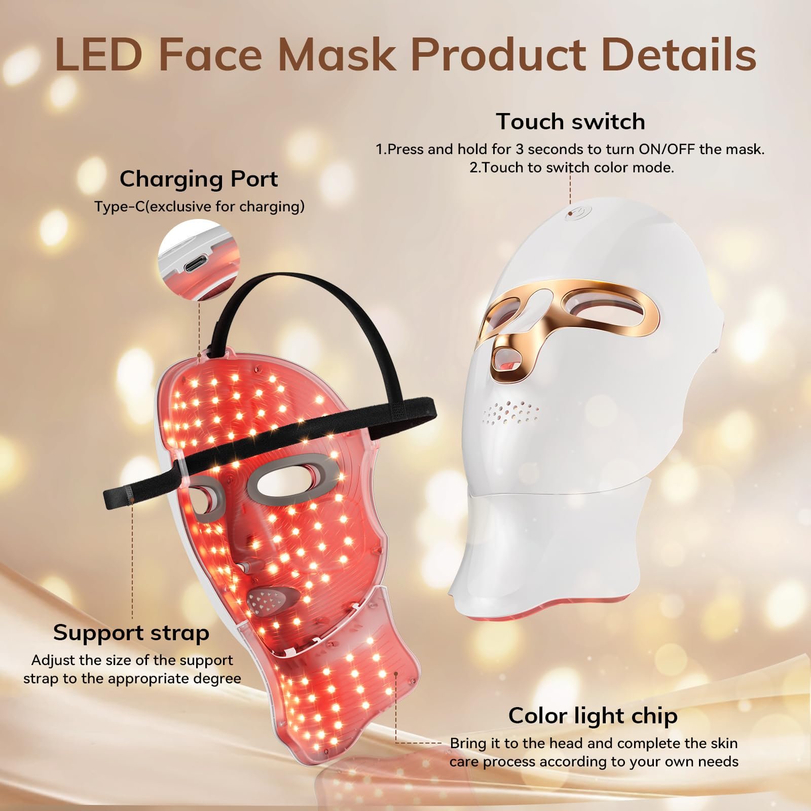 cordless red light therapy mask for face and neck