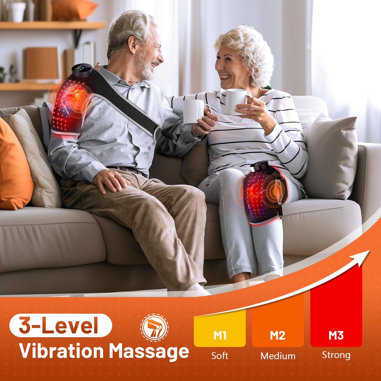 Red light therapy knee wrap with infrared light and vibration massage