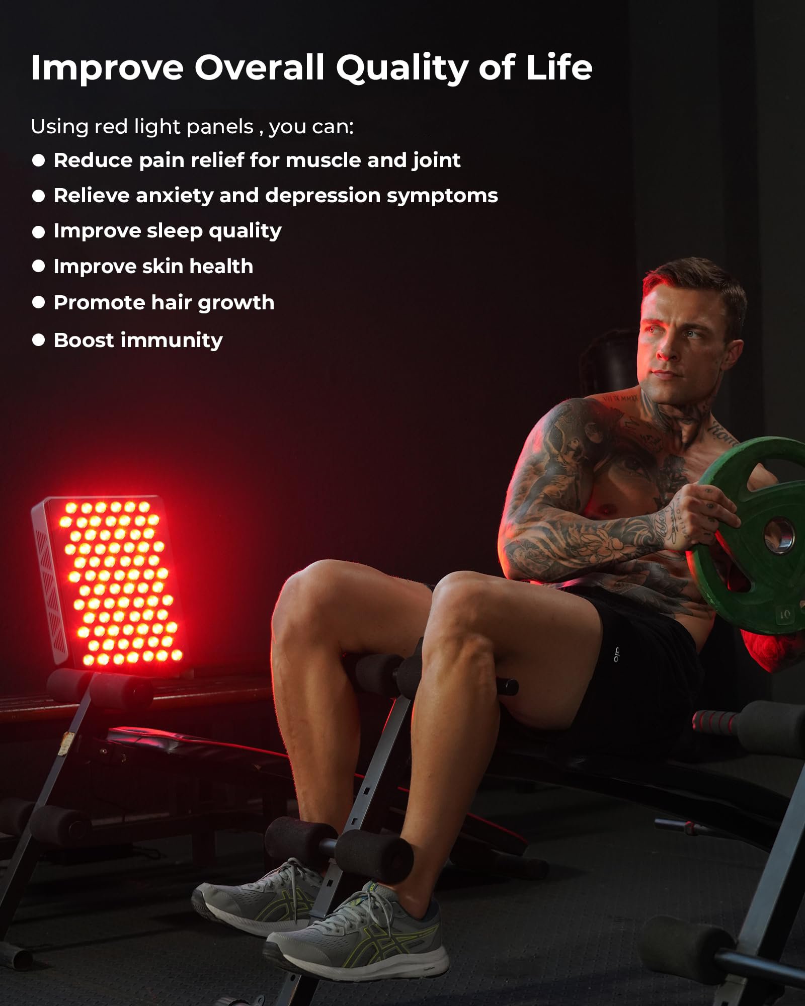 High power red light therapy panel with 660nm and 850nm wavelengths