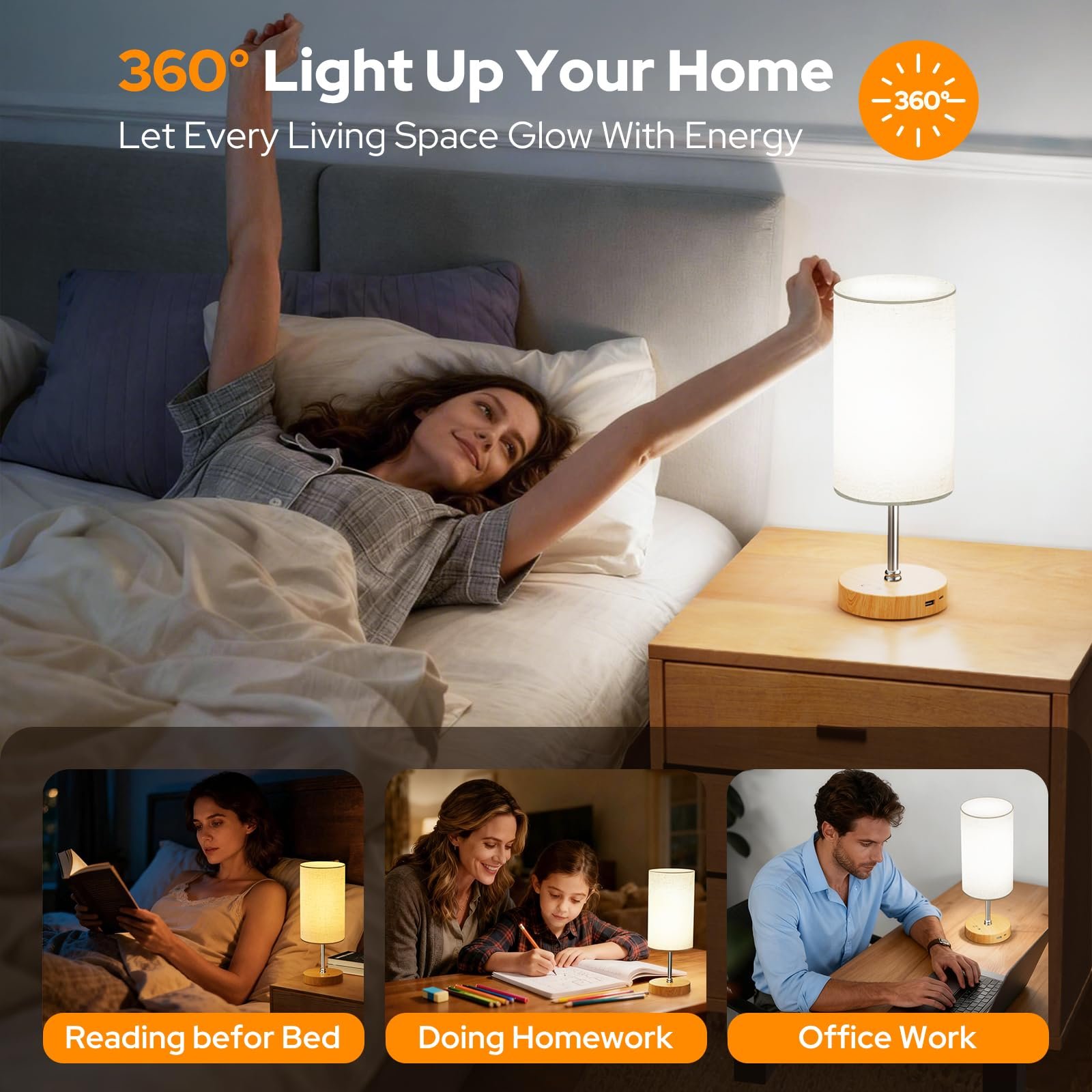 light therapy lamp with 10000 lux sunlight and 360 degree illumination