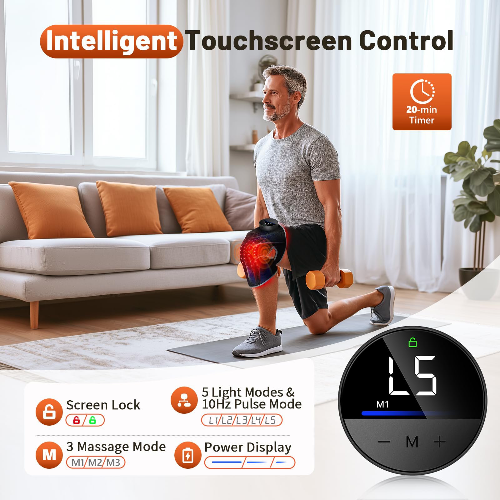 Red light therapy knee wrap with infrared light and vibration massage