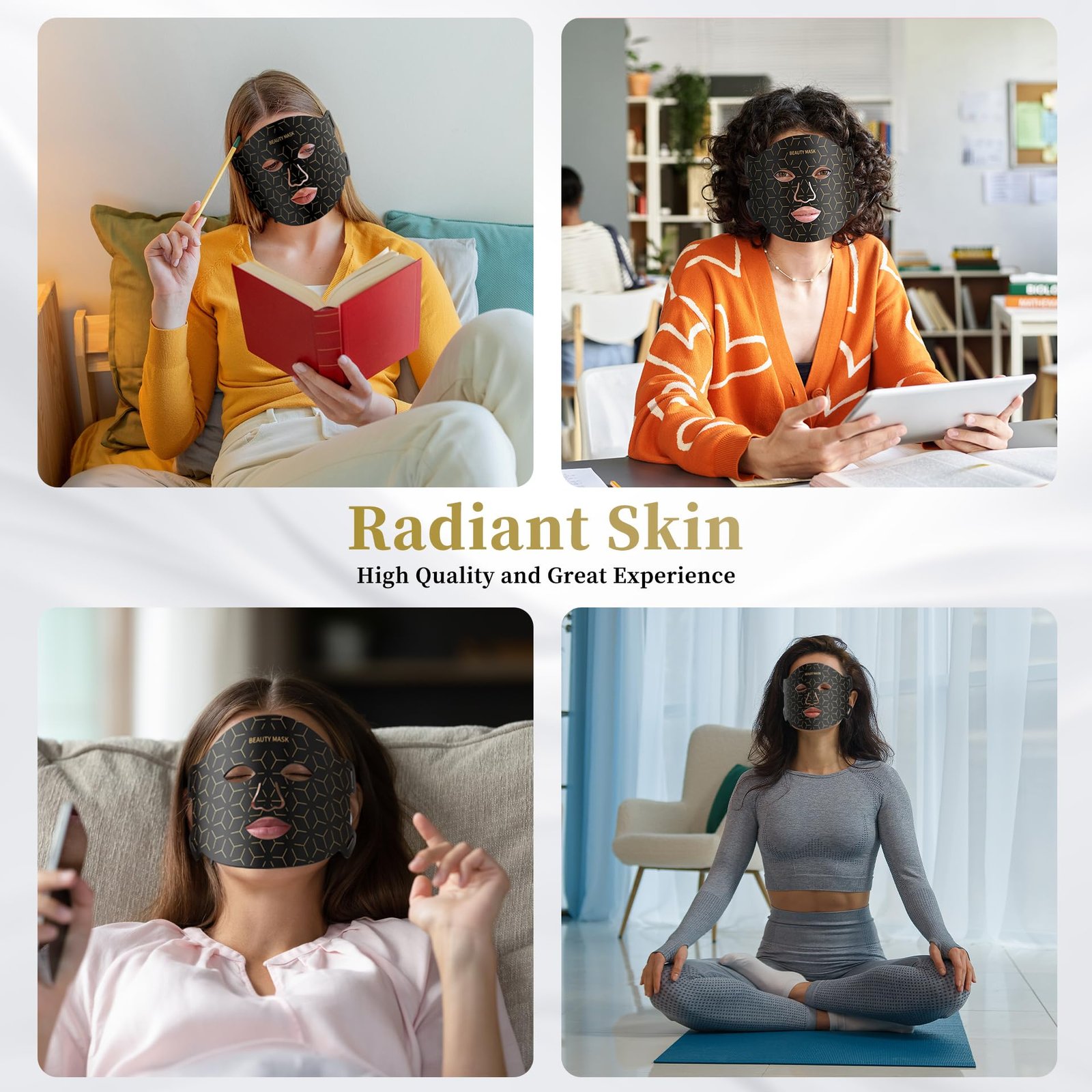 black red light facial mask with 7 color modes and remote control