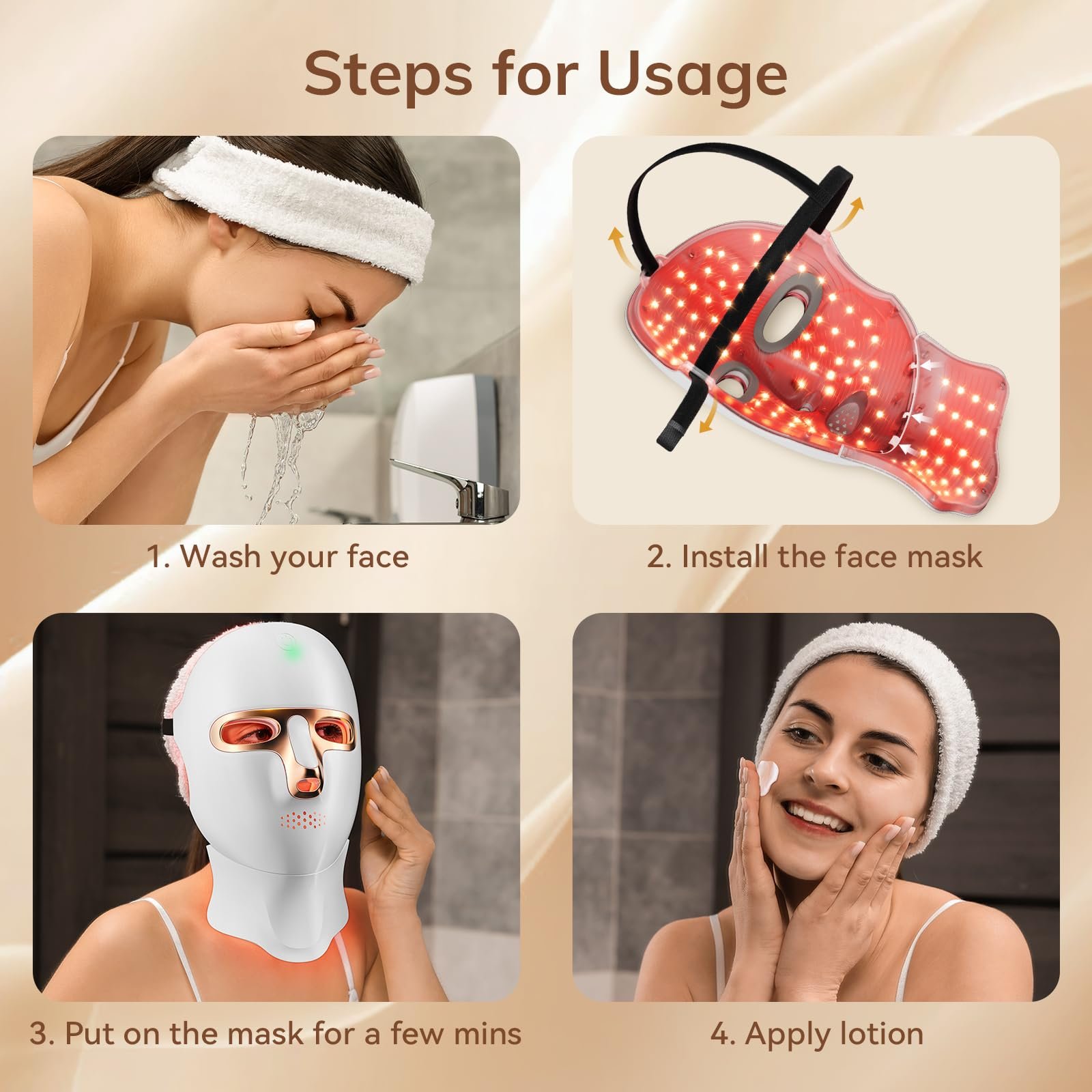 cordless red light therapy mask for face and neck