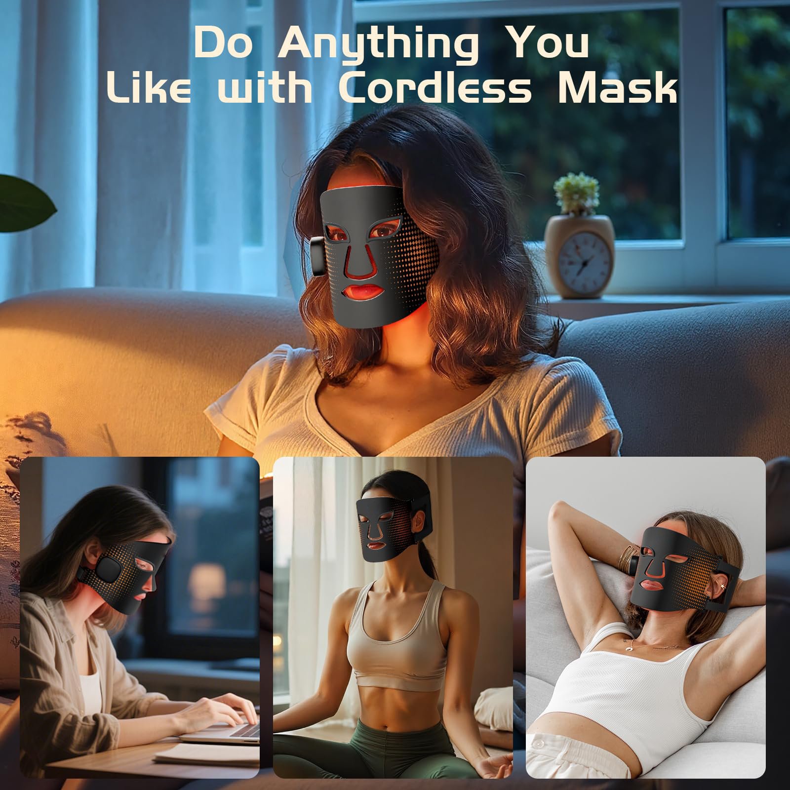 red light therapy mask for face and neck with near infrared light