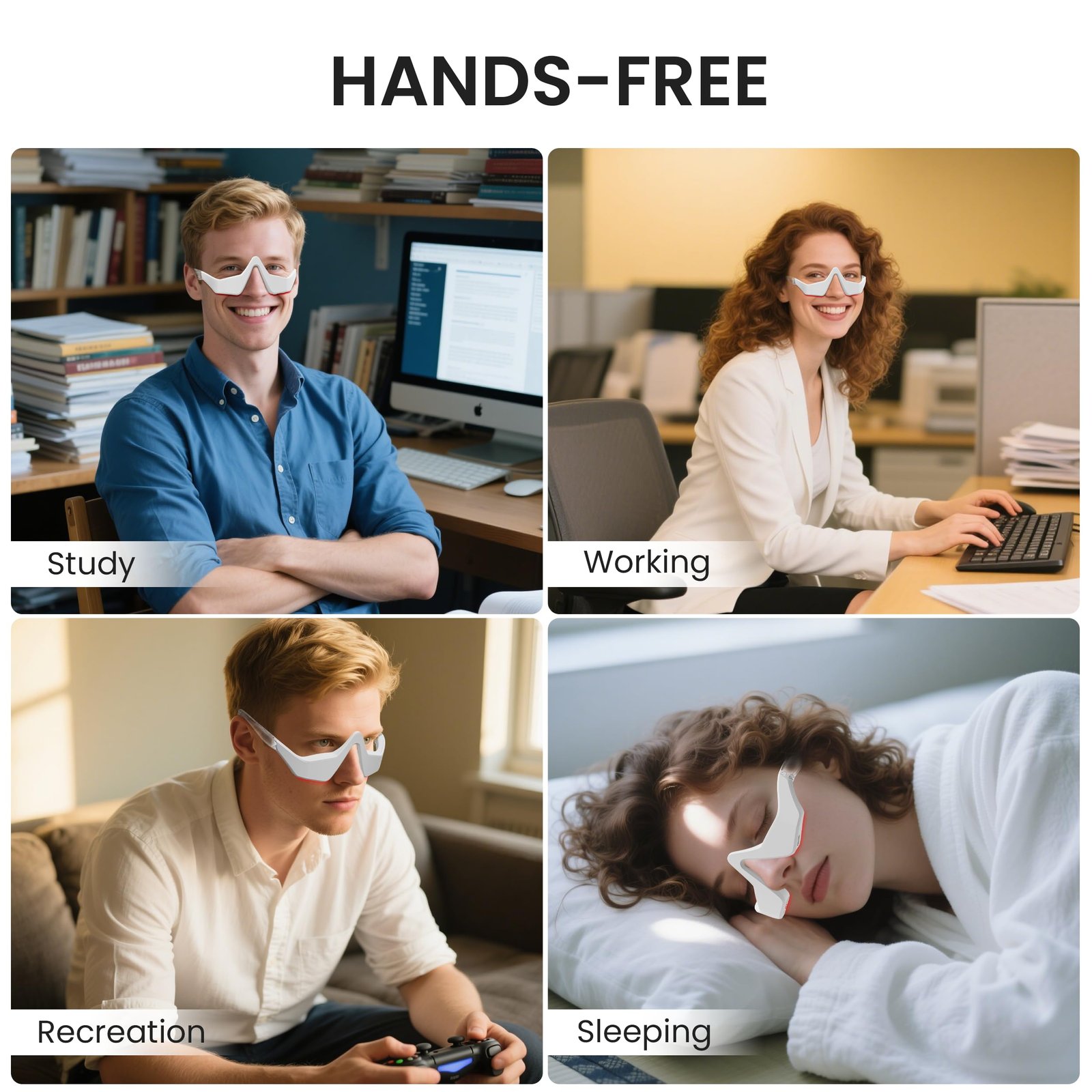 under eye red light therapy device with lightweight glasses design