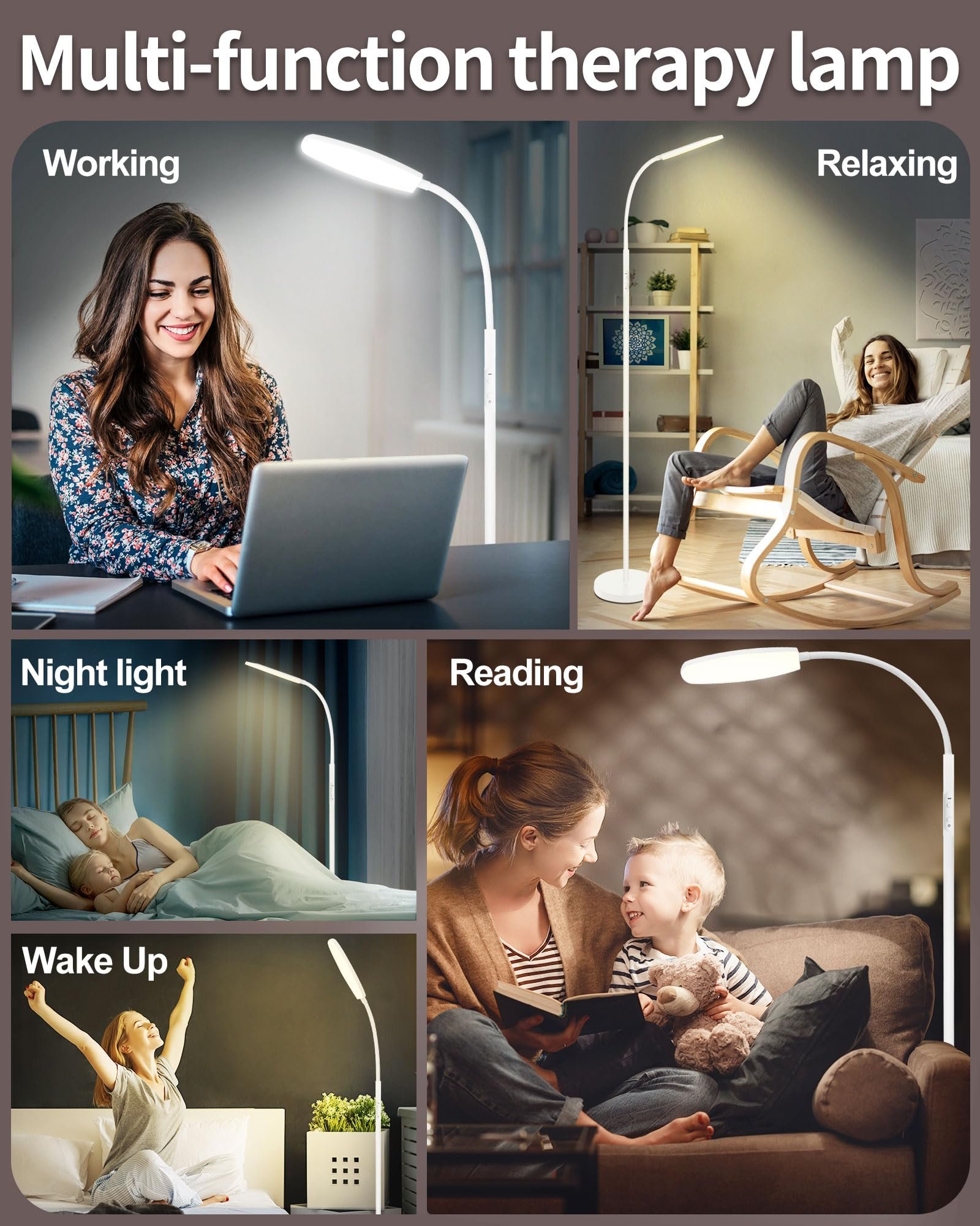 light therapy lamp with 10000 lux full spectrum LED for home use