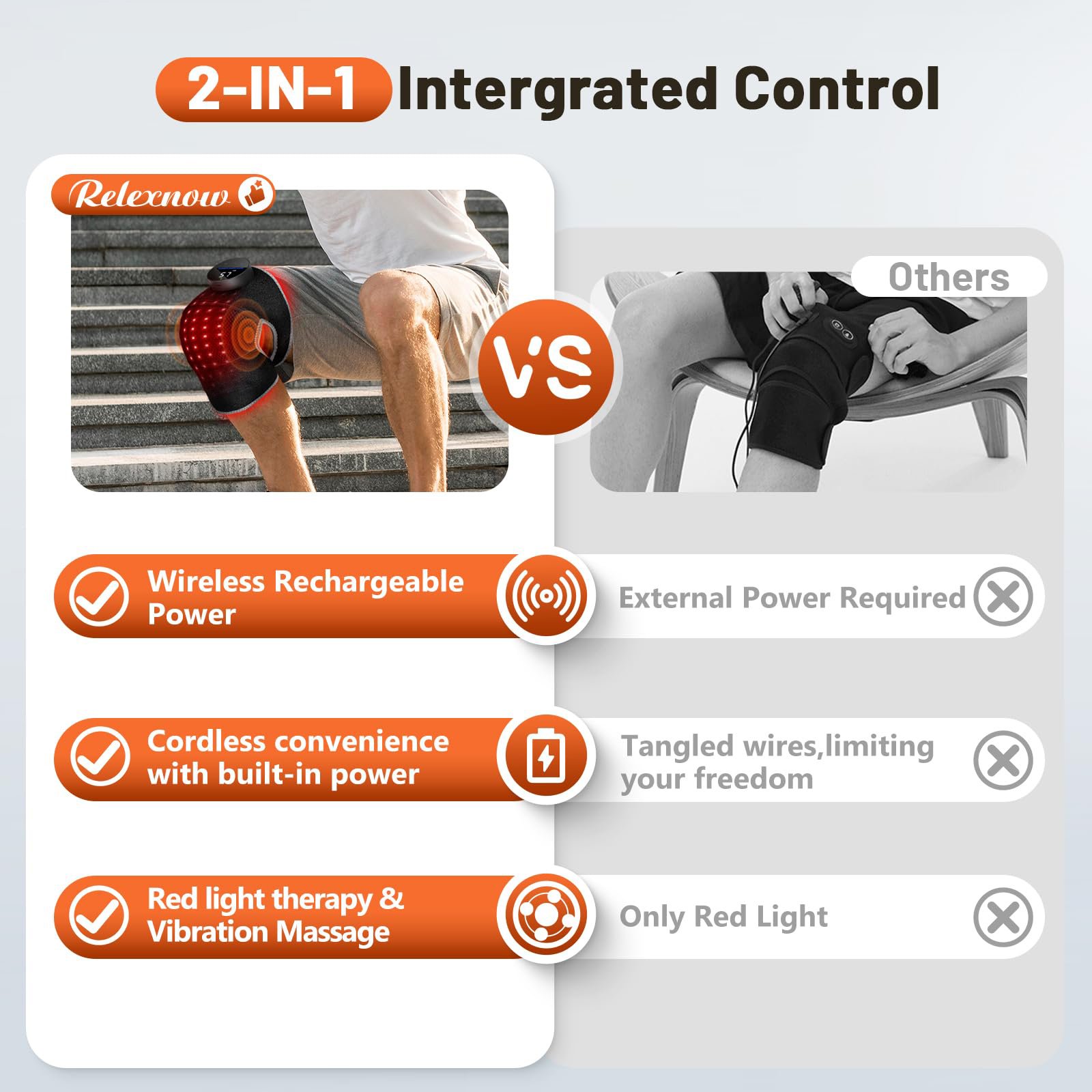 Red light therapy knee wrap with infrared light and vibration massage