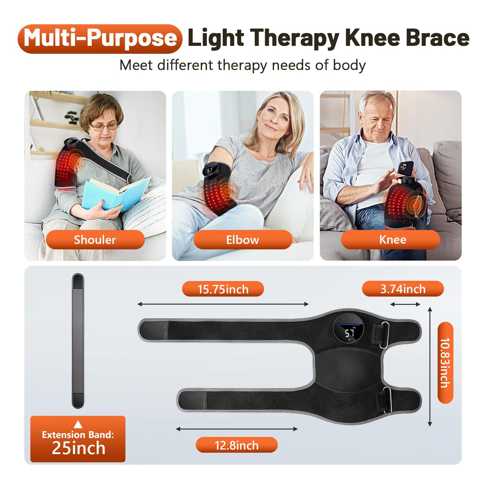 Red light therapy knee wrap with infrared light and vibration massage