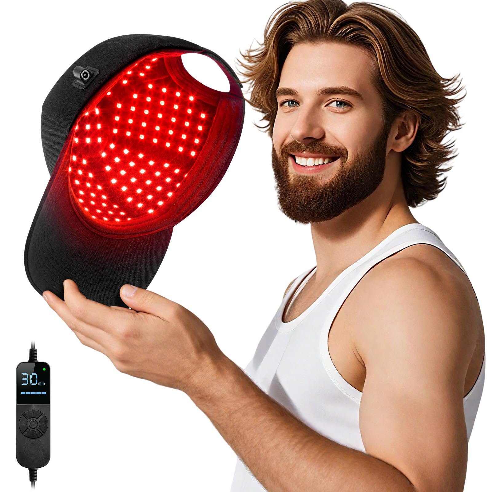 Laser hair growth cap with red light therapy for men and women