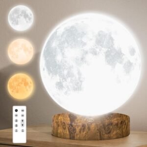 light therapy lamp with 10000 lux sunlight and moon design for desk use